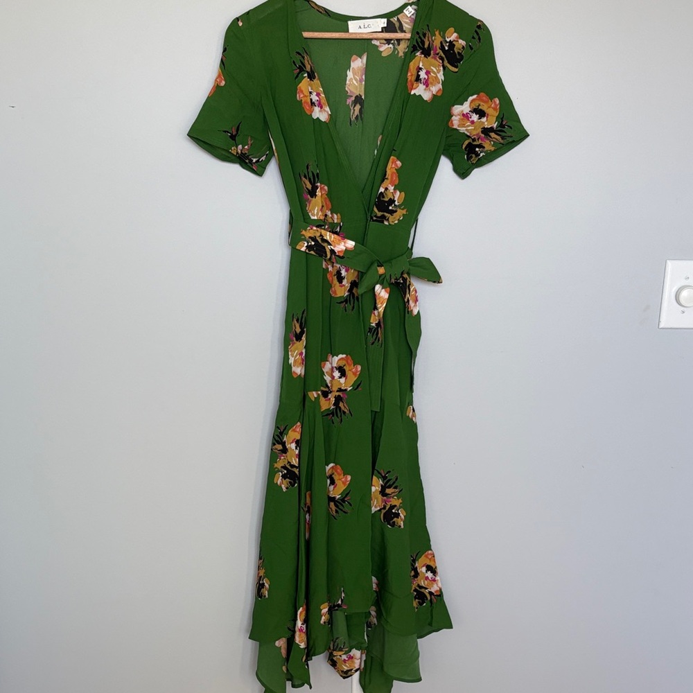 A.L.C. Green Floral High Low Dress